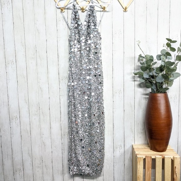X by NBD Presley Embellished Gown in Silver - Picture 5 of 10